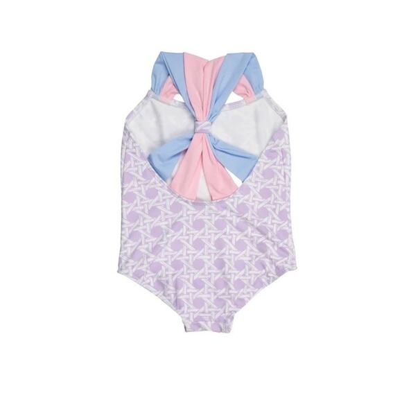 The Beaufort Bonnet Company 4T Seabrook Club Cane Purple One Piece Swimsuit - Picture 2 of 9